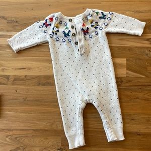 Hanna Andersson holiday sweater romper 6-12mos